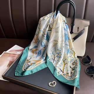Khăn Lụa Satin Vuông Hoạ Tiết Hoa 70x70cm - Khăn Choàng Thời Trang Hot Trend Nữ Loại 1