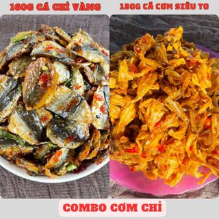 Combo Cơm Chỉ 310g gồm: 150g khô cá cơm siêu to, 160g khô Cá Chỉ Vàng lá chanh ShumaFood Snack Ăn Vặt Chua Cay