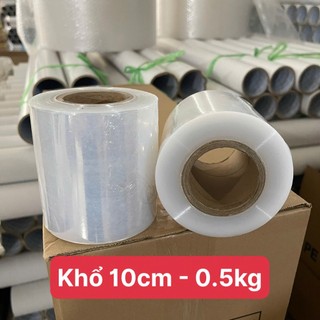 Cuộn màng pe trắng 10cm - 500gram sử dụng quấn bụng giảm mỡ, ủ tê, quấn hàng hóa chống bụi
