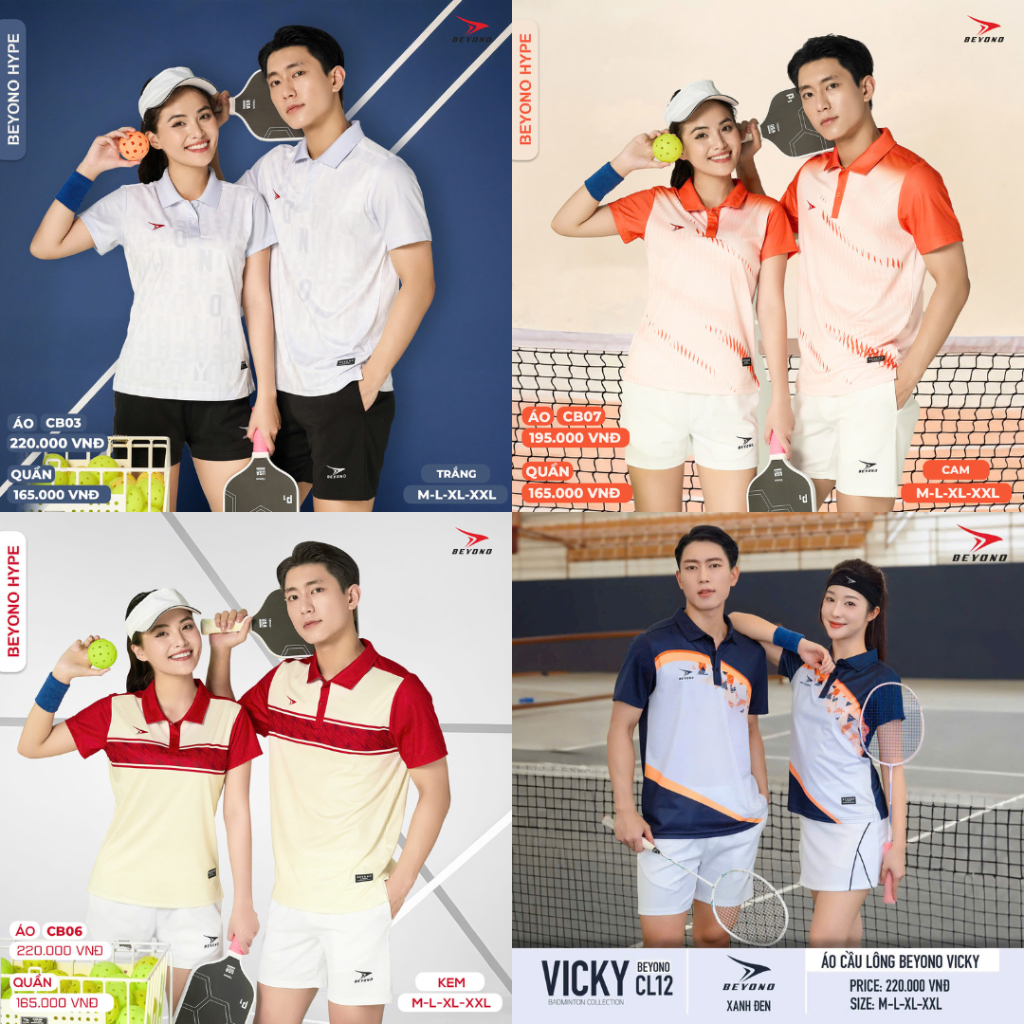 Áo polo BEYONO HYPER CB07, CB06 /Quần Beyono Win pickleball, cầu lông, bóng chuyền, tennis.... Chính