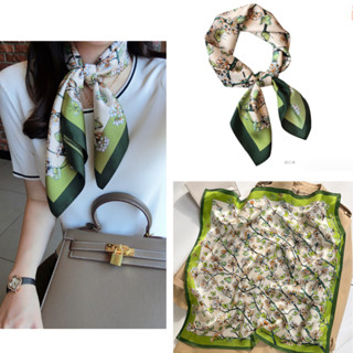  Khăn Lụa Vuông 70x70 Quàng Cổ Nữ Công Sở Đẹp- Quấn Tóc Quấn Túi Làm Áo Yếm Lụa- Ốc sên hoa lá 