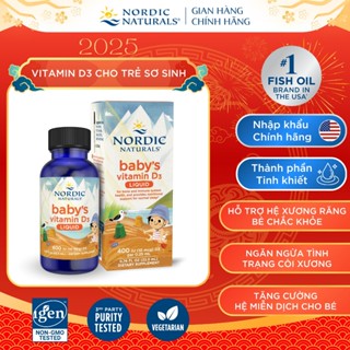   Hỏa tốc HCM T2-T6  Vitamin D3 thuần tinh khiết Nordic Naturals lọ 22,5ml Hỗ trợ phát triển hệ xương răng bé 0-12 tháng 