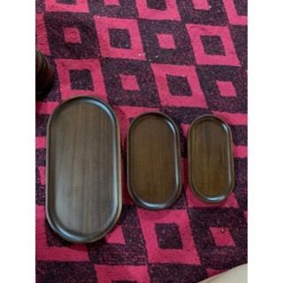 Khay gỗ Oval màu óc chó đựng đồ ăn, chụp ảnh decor,... Gỗ acacia màu óc chó