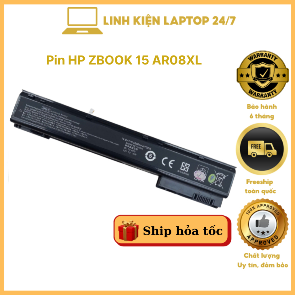Pin HP ZBOOK 15 AR08XL - Hp Zbook 15 G1, 15 G2, 17 G1, 17 G2 - Pin Hp Mới Bảo Hành 6 Tháng 1 Đổi 1