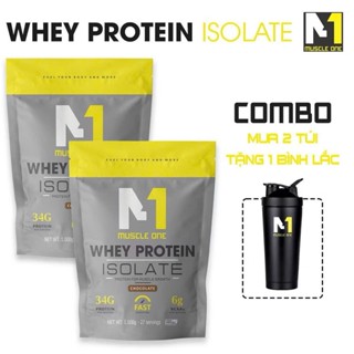  WHEY PROTEIN ISOLATE MUSCLE ONE TĂNG CƠ GIẢM MỠ 2KG   COMBO TẶNG BÌNH LẮC + BAO TAY   - HÀNG CHÍNH HÃNG CÓ QR - C1.2B 