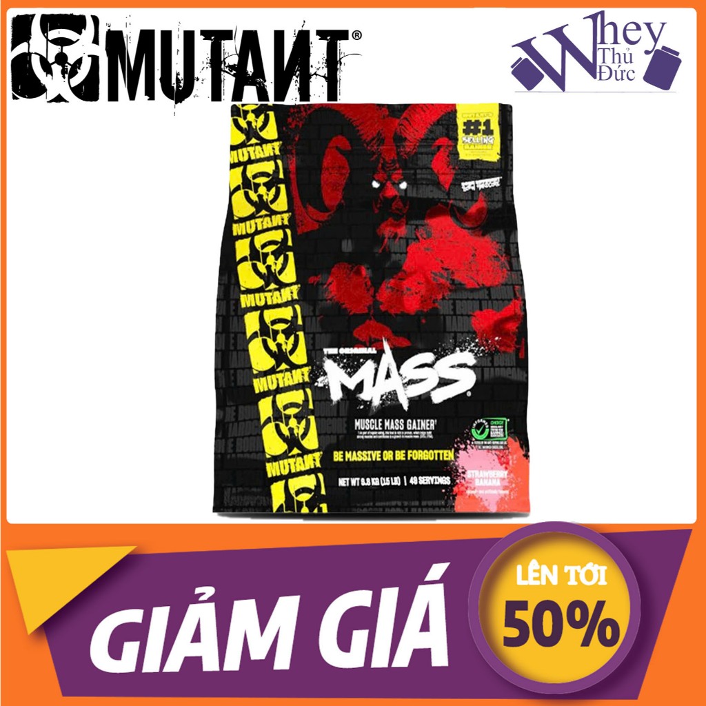 Mutant Mass 6,8kg 15LBS 105 lần dùng Vị Strawberry Banana - Sữa tăng cân tăng cơ bổ sung protein
