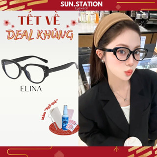 Kính mắt mèo vuông nam nữ thay tròng cận SUN STATION, Mắt kính mát thời trang chống tia uv hot trend đeo đi chơi - ELINA