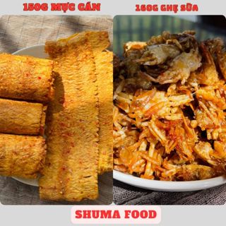 Combo Cán Ghẹ 310g gồm: 150g khô mực cán nguyên miếng, 160g ghẹ sữa chiên giòn Shumafood Snack Ăn Vặt