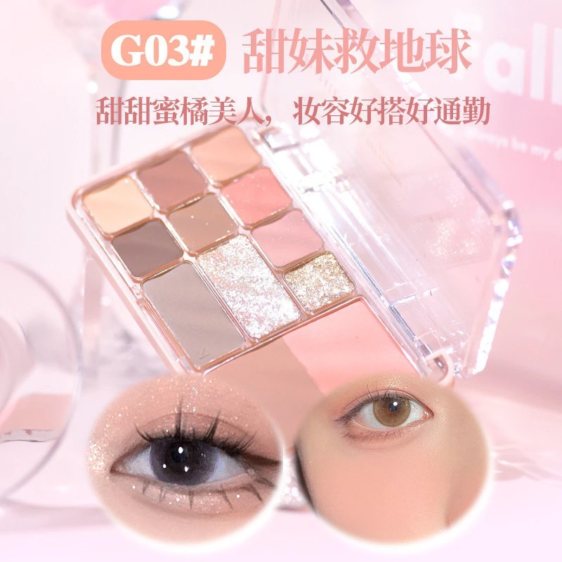 [ CHÍNH HÃNG ] Bảng phấn mắt má tạo khối 12 ô 4 in 1 Gogotales Heart Racing nhũ sáng mịn GT724 14.6g | BigBuy360 - bigbuy360.vn