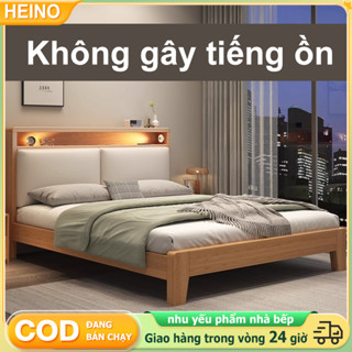 HEINO Giường Ngủ Gỗ Tự Nhiên, Đầu Giường Túi Mềm Đệm Tựa Có Ngăn Chứa Đồ Hiện Đại,Nhiều Kích Thước Bền Đẹp
