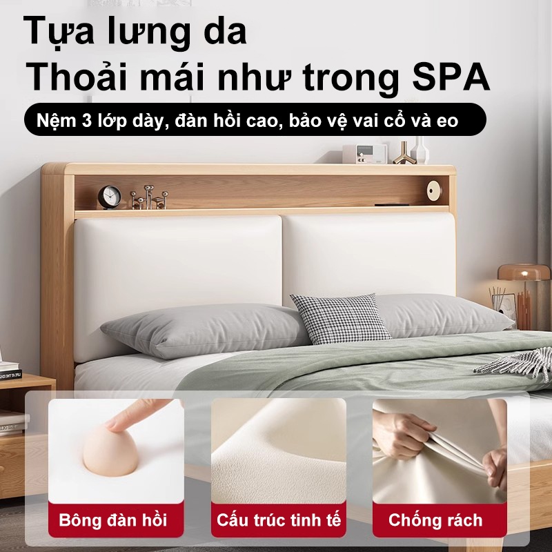 HEINO Giường Ngủ Gỗ Tự Nhiên Đầu Giường Túi Mềm Đệm Tựa Có Ngăn Chứa Đồ Hiện Đại Nhiều Kích Thước Bền Đẹp | BigBuy360 - bigbuy360.vn