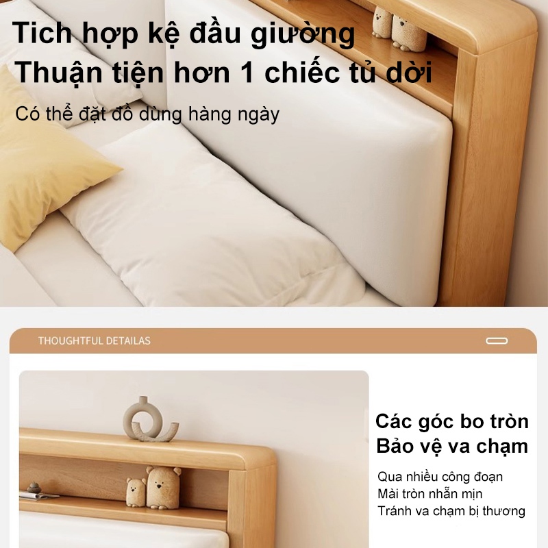 HEINO Giường Ngủ Gỗ Tự Nhiên Đầu Giường Túi Mềm Đệm Tựa Có Ngăn Chứa Đồ Hiện Đại Nhiều Kích Thước Bền Đẹp | BigBuy360 - bigbuy360.vn