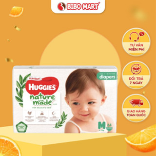 Tã Dán Huggies Platinum Nature Made Thấm Hút Chống Tràn Size M 64 Miếng (Bé Từ 6-11kg) - Bibo Mart