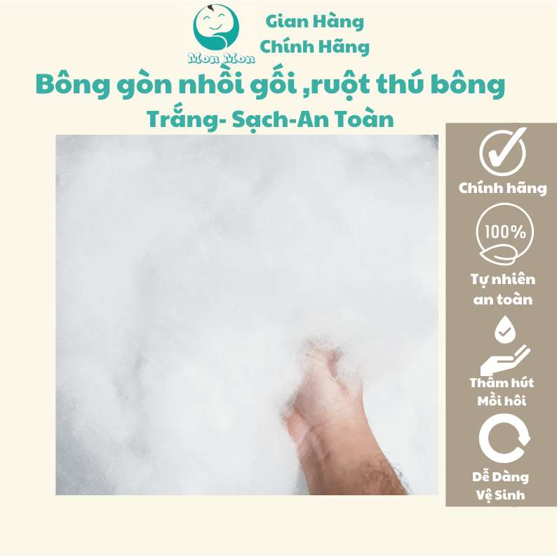Bông gòn nhồi ruột gối,nhồi thú nhồi bông và trang trí nhân tạo 3 chiều  MonMon