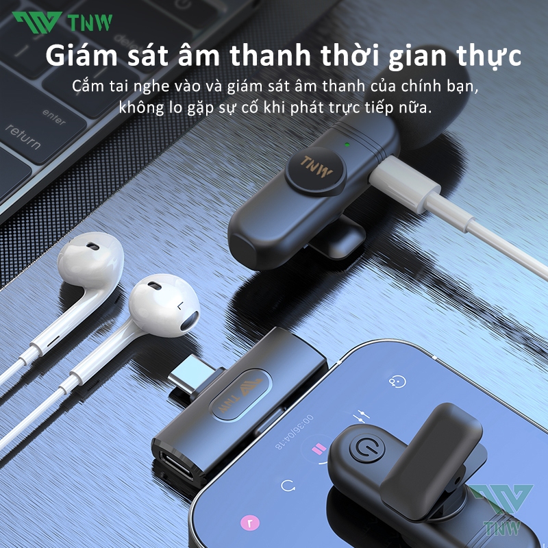TNW W16/W17 Vlog Micro Lavalier Không Dây Cài Áo Khử Tiếng Ồn,Livestreamm Quay Video Cho Điện Thoại | BigBuy360 - bigbuy360.vn