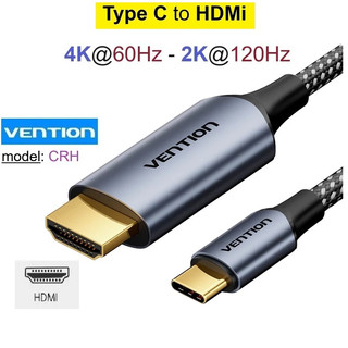 Dây chuyển Type C to HDMi 4K 60hz/ 2k 120hz/ FHD 120Hz Vention CRH dây dù chắc chắn