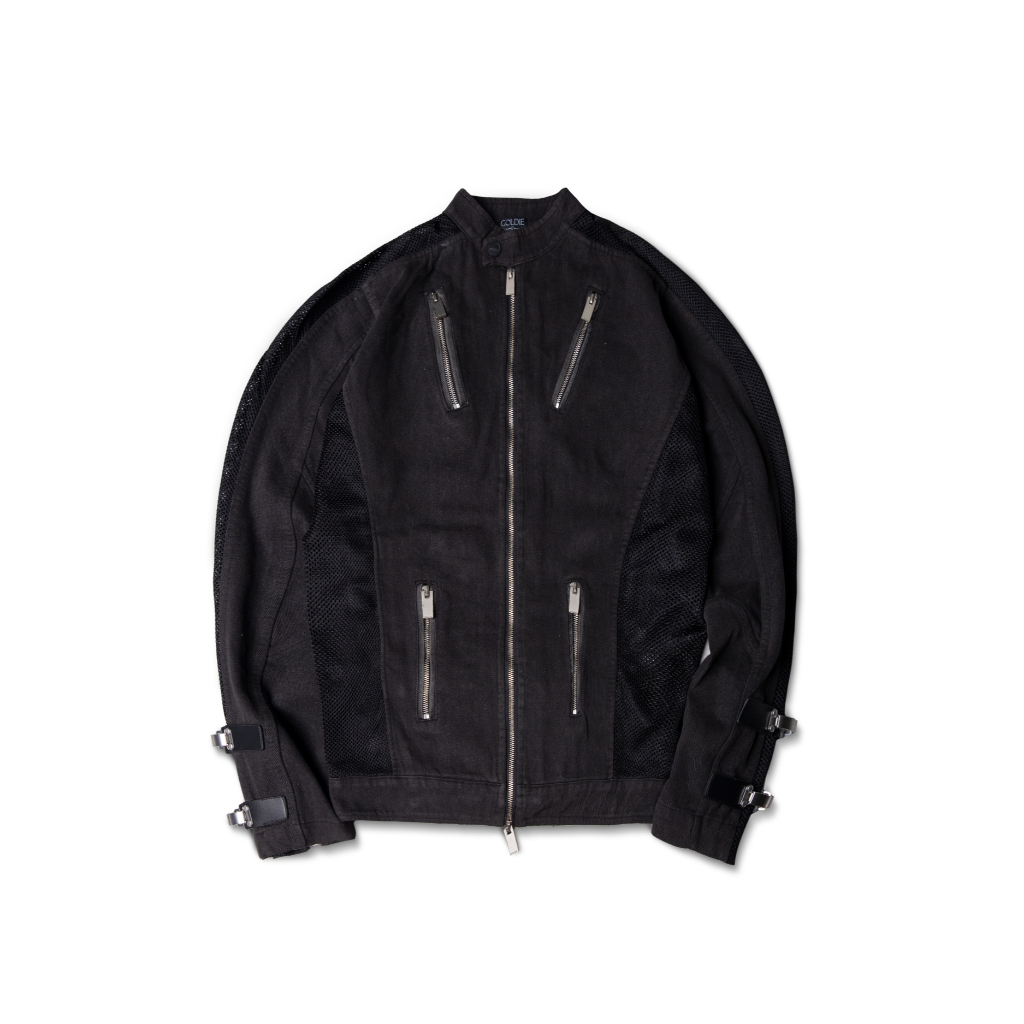 Áo khoác "GOLDIE MULTI BUCKLE WASHED DENIM" màu đen