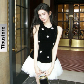 Đầm Body Ba Lỗ Xoè Bồng Đính Hoa TIBU Đầm Nữ Tôn Dáng Đi Chơi Dự Tiệc Đều Sang Chảnh D281