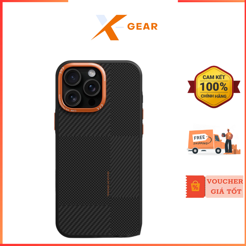 Ốp Lưng XGear Protection Case Carbon 600D Chống Sốc Tích Hợp Sạc Không Dây Tiện Lợi cho iP 16/15 Ser