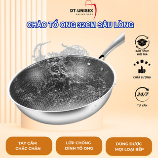 Chảo Sâu Lòng Vân Đá Tổ Ong Hàn Quốc Dùng Được Cho Mọi Loại Bếp Chất Liệu Inox 3 Lớp Cao Cấp Tiện Dụng