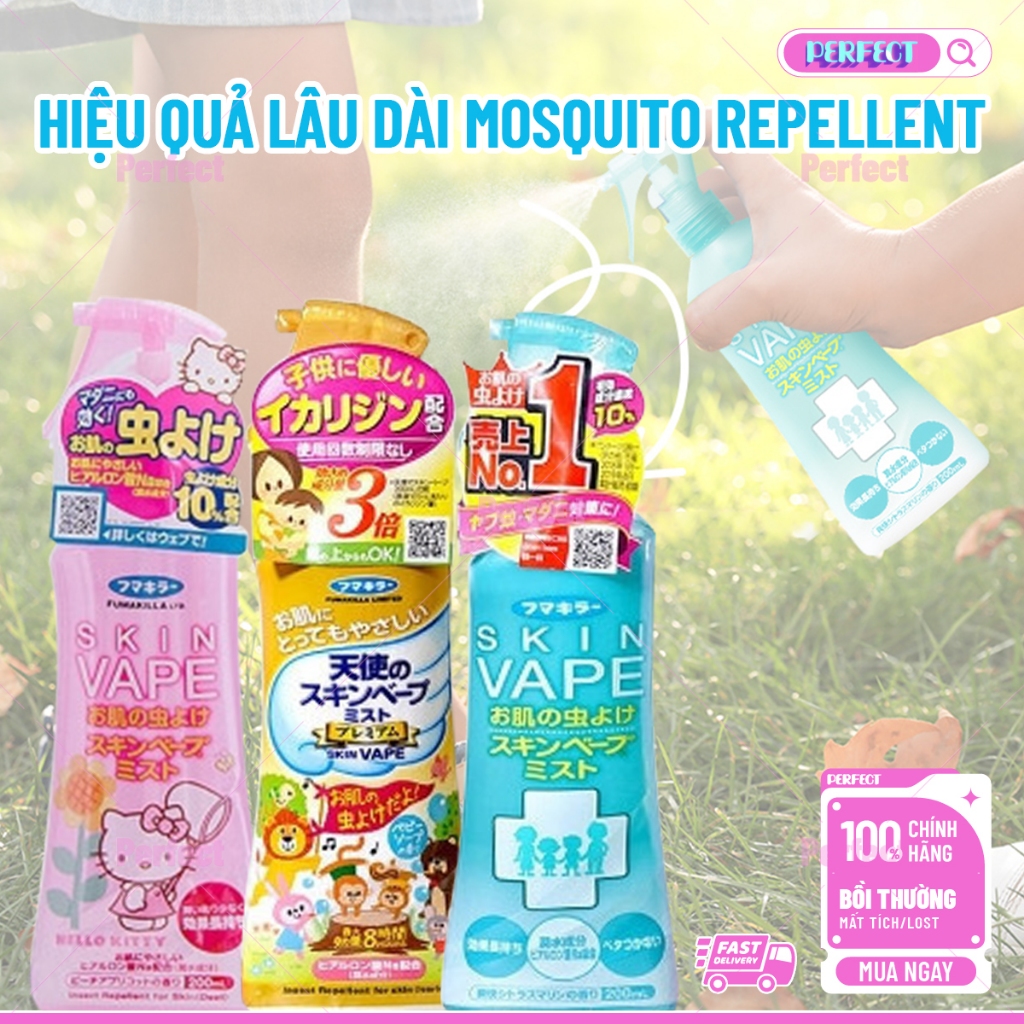 (👍Chính hãng) Côn trùng phun da Nhật Bản Vape 200ml kéo dài 8 giờ,Mẹ và bé có sẵn, an toàn và hiệu quả
