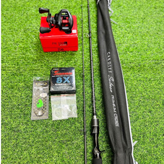   Tặng Dù+ Mồi+ Khóa+leader  Combo Câu Lure Ngang Cần JB2 2m1 và Máy Pr100 - Câu Lure cơ bản cho Người mới chơi 