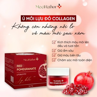 (Môi Xăm) Kích Màu Sau Xăm Môi Son Dưỡng Kích Màu Môi Lựu Đỏ Red Pomegranate Extract Lip Balm PV MeciHathor 10G
