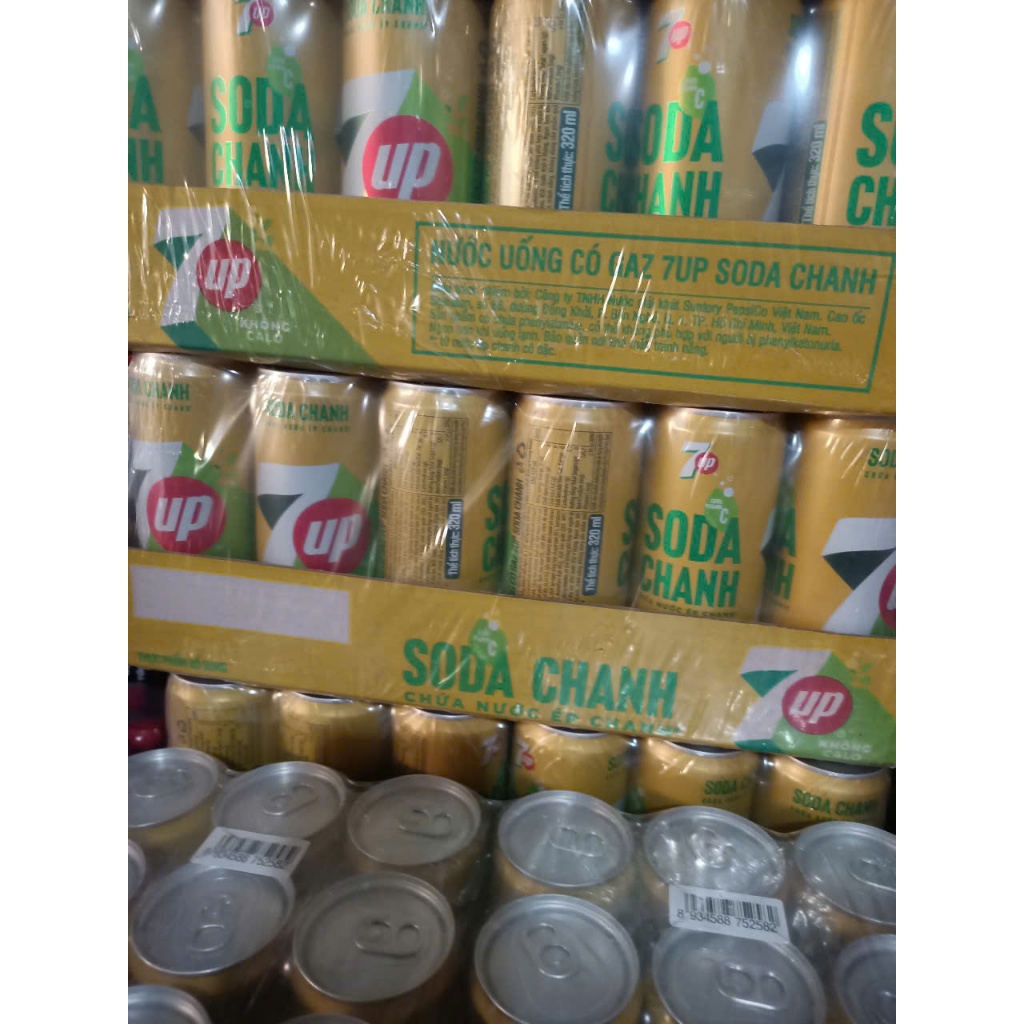 7up soda chanh không calo lon 320ml x 24 lon