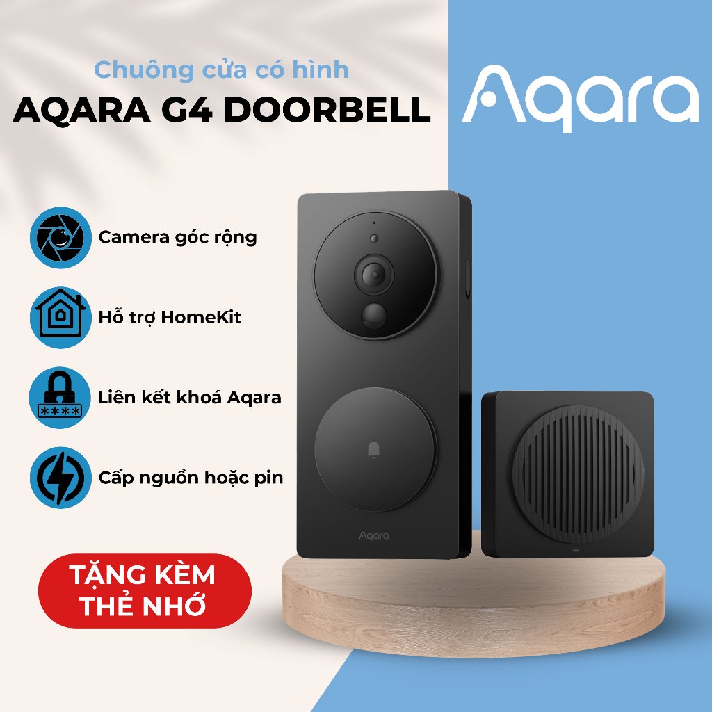 Chuông cửa Aqara G410 tích hợp Hub Aqara, Camera góc rộng - Dùng pin hoặc Cấp nguồn, Dễ dàng lắp đặt