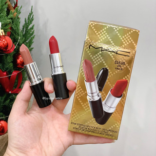  SET SON THỎI M@C RETRO MATTE RUBY WOO VÀ LUSTREGLASS 540 