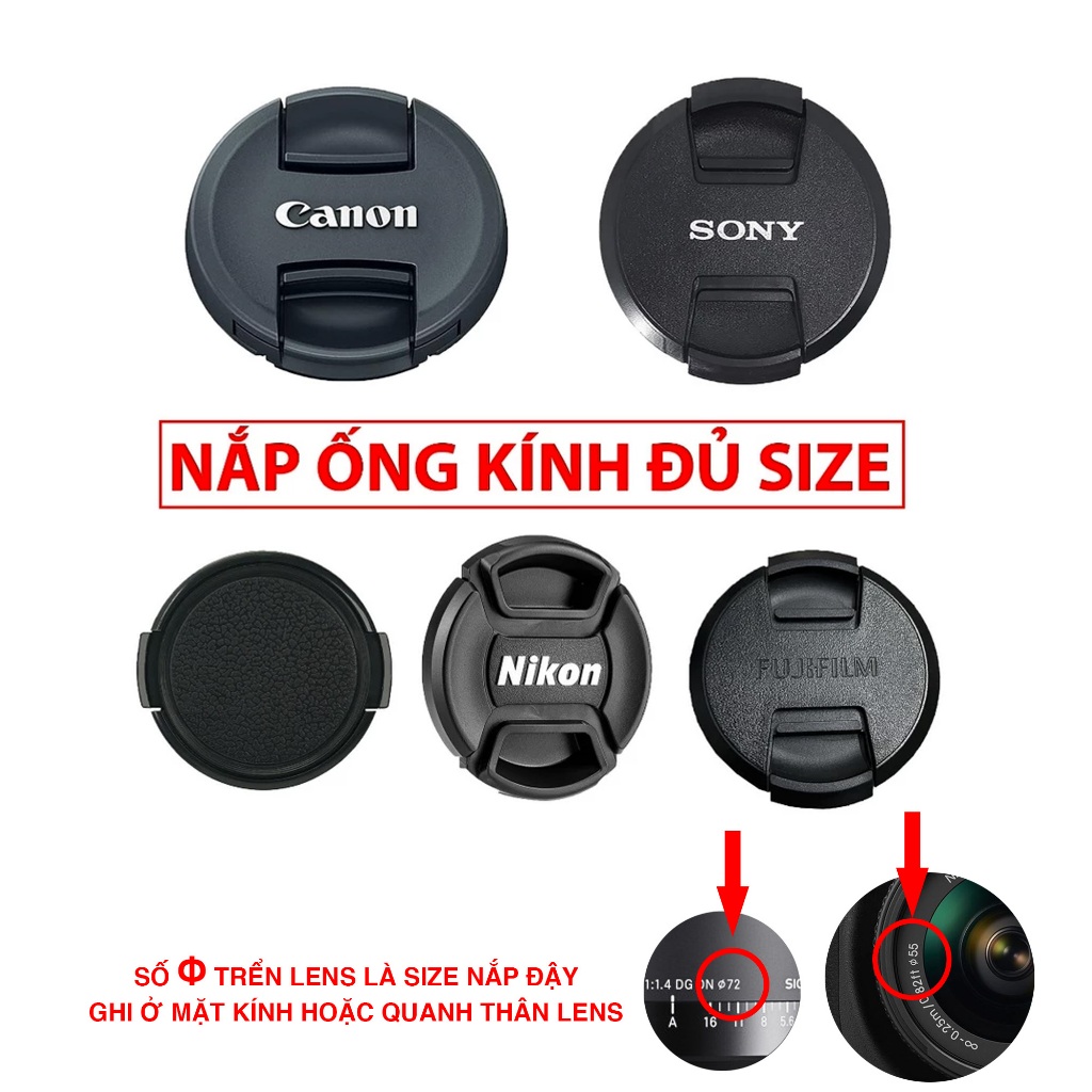 Nắp lens trước ống kính máy ảnh Canon, Nikon, Sony, Fujifilm, Không logo cho lens máy Film đủ loại thay thế