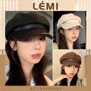 Mũ nồi dạ Mũ beret nữ Minmin cao cấp Mũ nồi lưỡi trai nữ dạ mix da thời trang Hàn Quốc Lémi Accessories