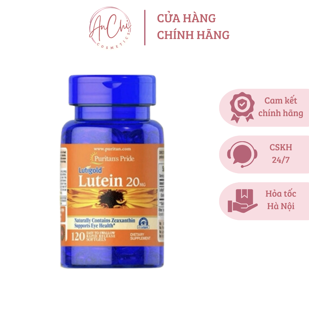 Bổ Mắt tăng cường thị lực Lutigold Puritan's Pride Lutein 20 mg Zeaxanthin 120 viên nhập Mỹ có bill 