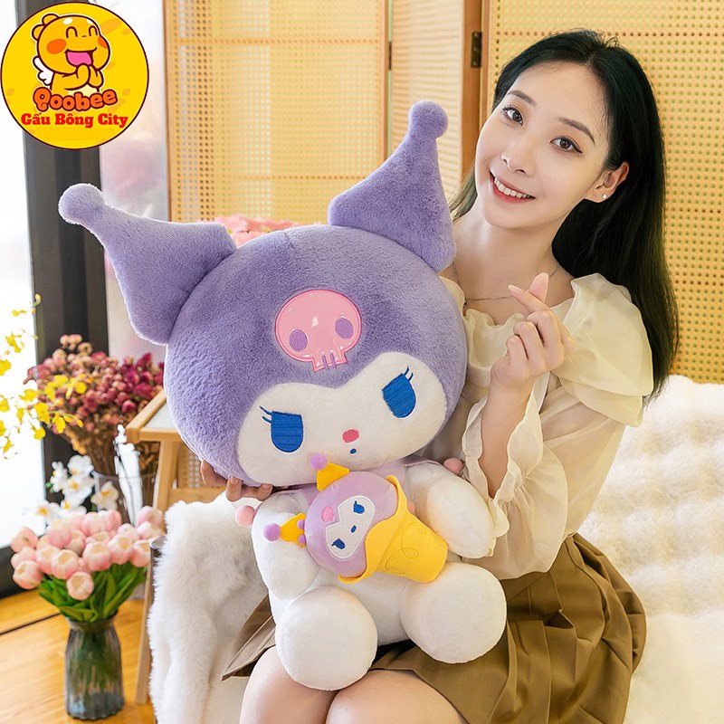 Gấu Bông Kuromi Ôm Kem - Thú Nhồi Bông Kuromi Nhân Vật Hoạt Hình Cao Cấp Gấu Bông City