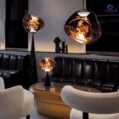 Đèn thả pha lê thuỷ tinh trang trí trần phòng khách cầu méo decor bàn ăn phong cách hiện đại