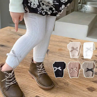 Quần Legging Len Nơ, Đính NƠ NHỎ Cho Bé Gái 0-6Tuổi, Quần Tất Len Không Bàn Bé Gái Hàng QC