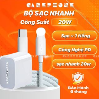   hàng xịn  bộ sạc nhanh củ pd 20w  dây sạc dù không nóng máy an toàn ổn định dành cho điện thoại laiing - carephones 