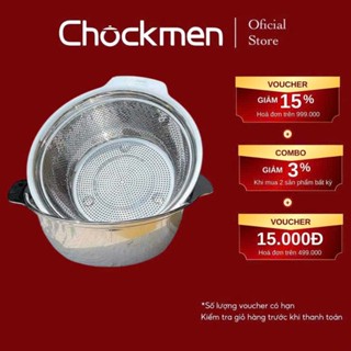 Set Rổ Chậu CHOCKMEN Inox 18/10 Dày Dặn Rổ Rửa Rau Rửa Hoa Củ Quả Có Tay Cầm Âu Trộn Thực Phẩm Tiện Lợi Nhà Bếp