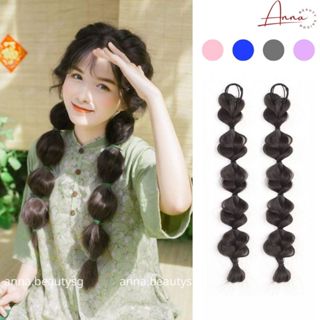  Tóc giả thắt bím phồng dài dây cột cao cấp tóc giả móc light mềm mượt tự nhiên 