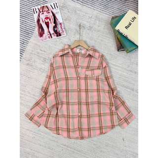 Áo Sơ Mi Nữ Kẻ Sọc Chất cotton Xốp mền Mát Phong Cách Hàn Quốc