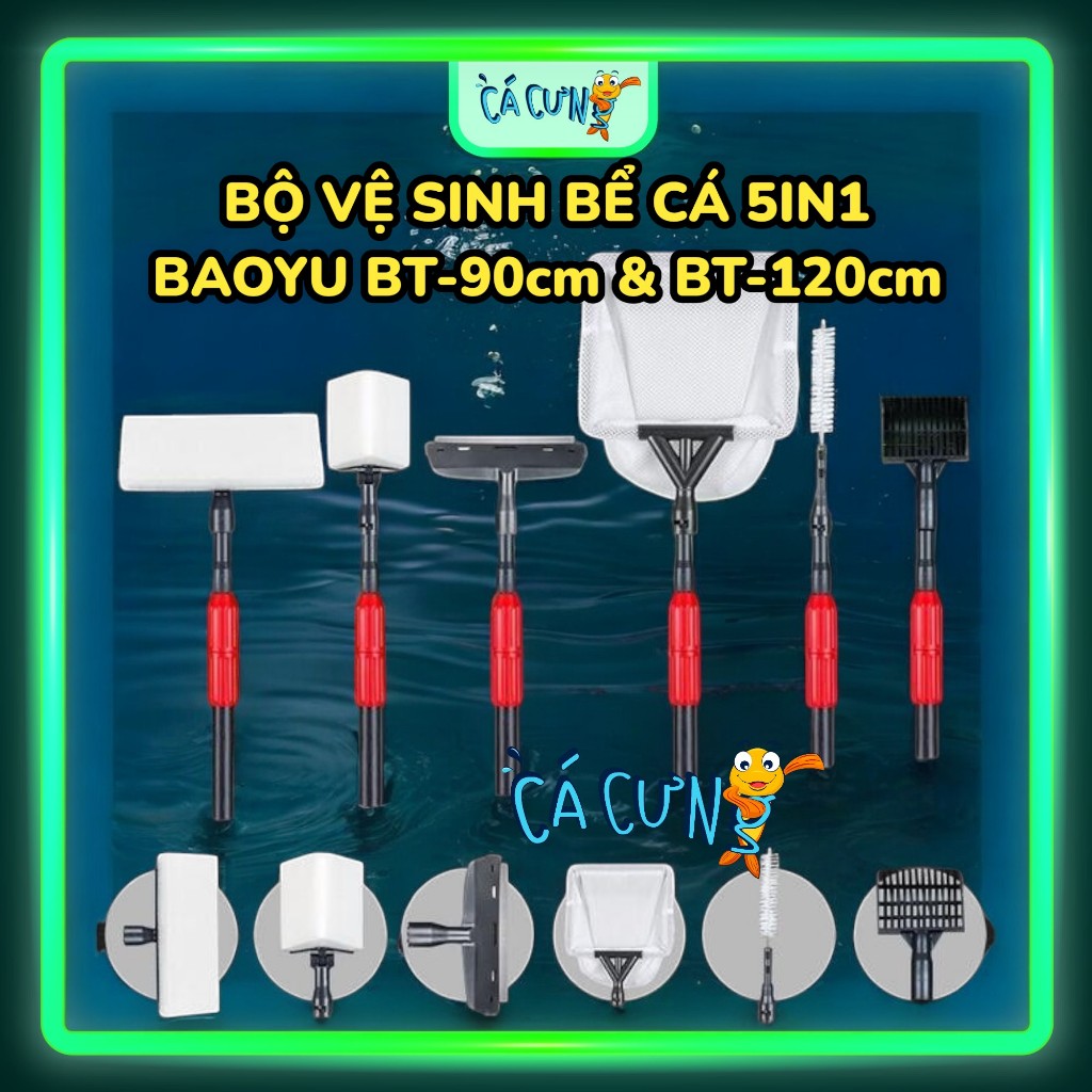 Bộ Chà Hồ Vệ Sinh Bể Cá 5in1 Baoyu BT90 BT120 - Chà Vệ Sinh Đa Năng Hồ Cá Cảnh (Hàng Công Ty)
