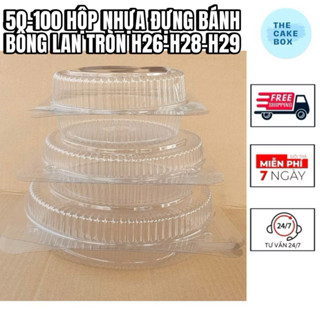 50-100 Hộp Nhựa Đựng Bánh Bông Lan Tròn H26 - H28 – H29