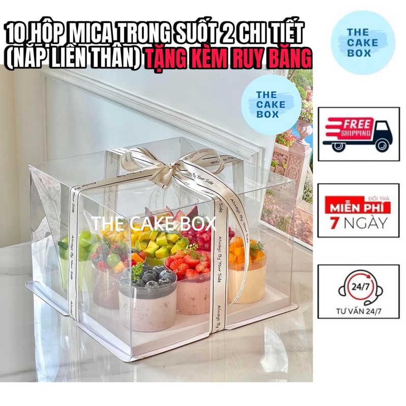 10 HỘP MICA TRONG SUỐT 2 CHI TIẾT ĐỰNG BÁNH KEM - The Cake Box
