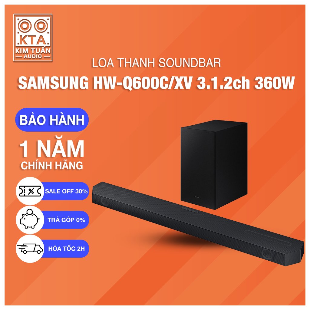 Bộ loa thanh Samsung HW-Q600C/XV 360W 3.1.2 và HW-Q600F 3.1.2 380W (mẫu 2025)- hàng chính hãng - bảo