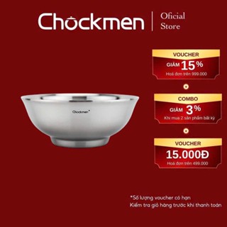 Bát Tô 2 Lớp CHOCKMEN Inox 18/10 Chống Nóng Âu Salad Bát Cách Nhiệt Âu Trộn Chén To Bát Phở Mỳ Chống Bỏng