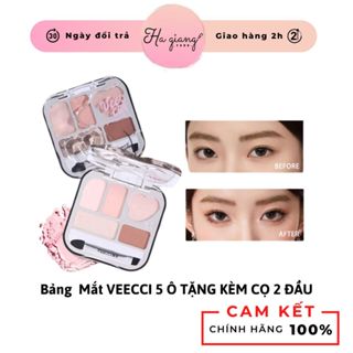  Bảng Phấn Mắt VEECCI 5 Màu kèm cọ 2 đầu Tông Màu Hồng Tông Màu Đất Kết Tự Nhiên Lâu Dài Trang Điểm Hàng Ngày 