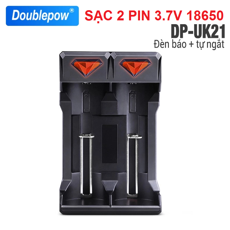 Bộ sạc 2 pin 18650 14500 tự ngắt báo đèn khi đầy Doublepow DP-UK21 sạc được pin 3,7V 18650, 16340, 1