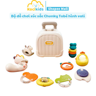 Bộ đồ chơi xúc xắc gặm nướu 10 chi tiết hình vali đa năng cao cấp cho bé