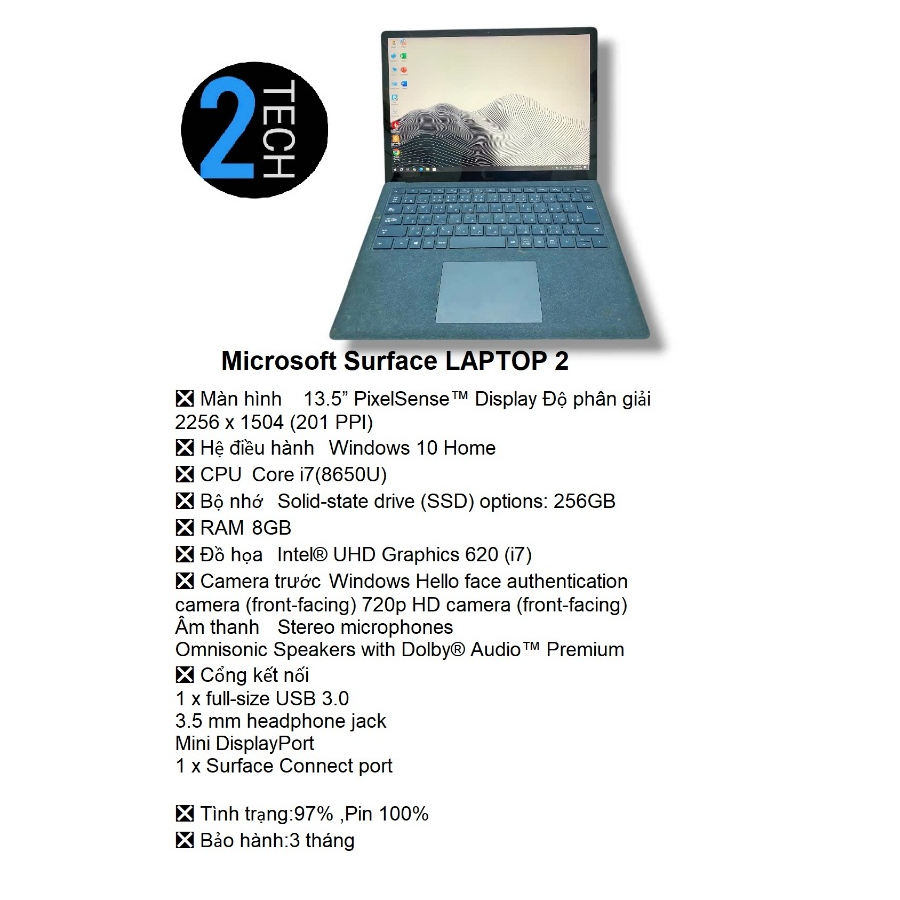 Microsoft Surface LAPTOP 2 Intel® Core™ i7-8650U|DDR4 8GB|SSD NVME 256GB