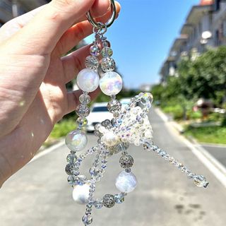 Dây treo điện thoại / chìa khóa hạt tròn NGỌC lấp lánh, sang chảnh